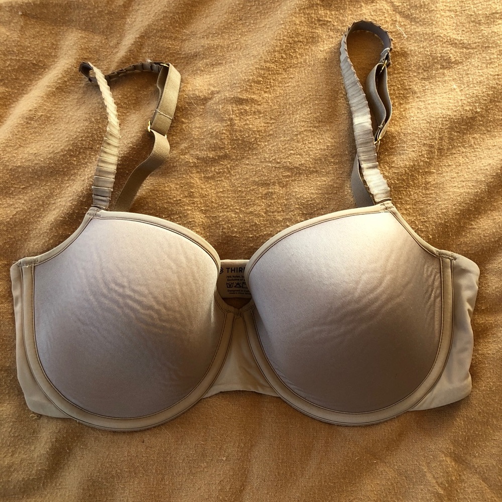 Third love feather lace demi bra - nude